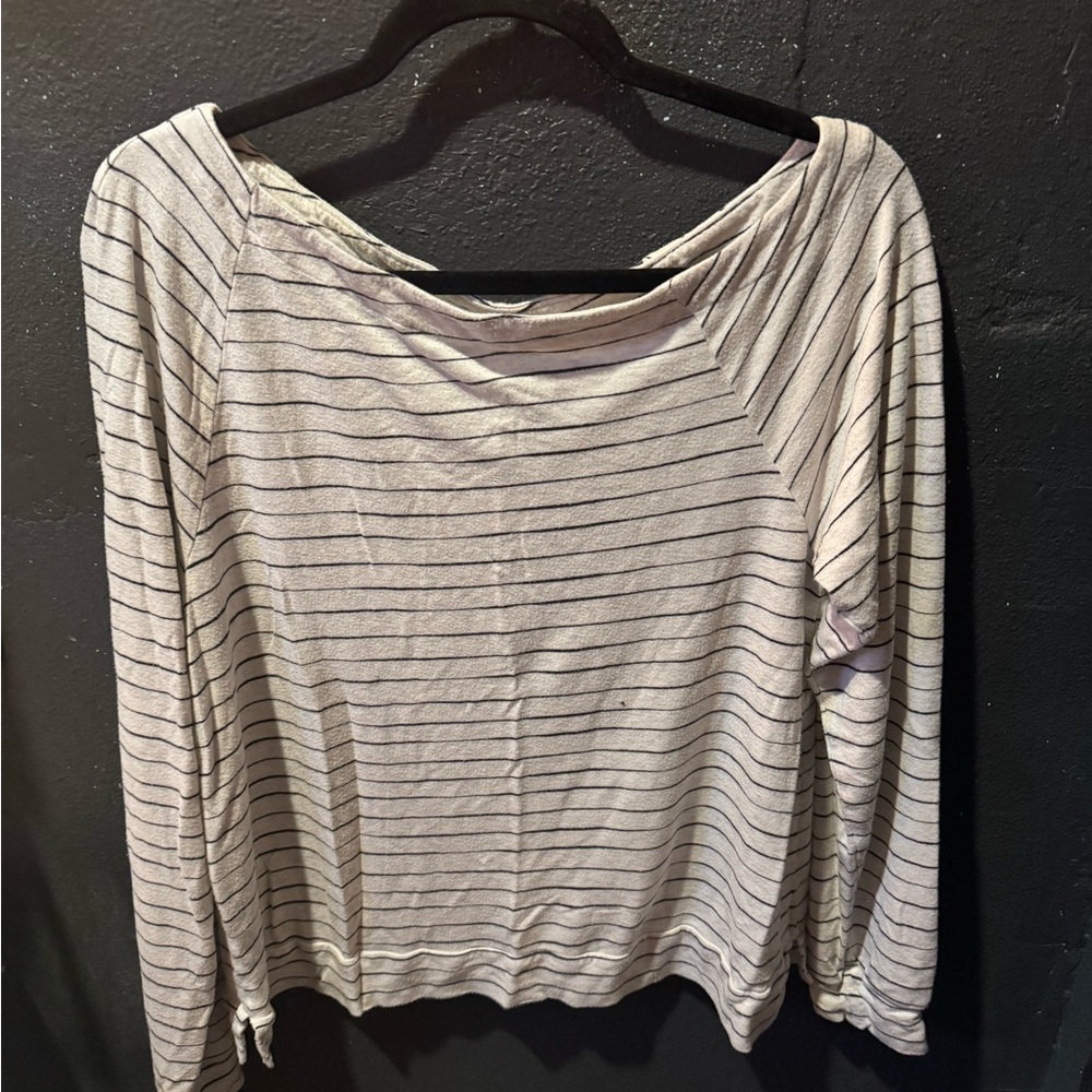 Soma wknd White and Black Striped Long Sleeve Top Size Large